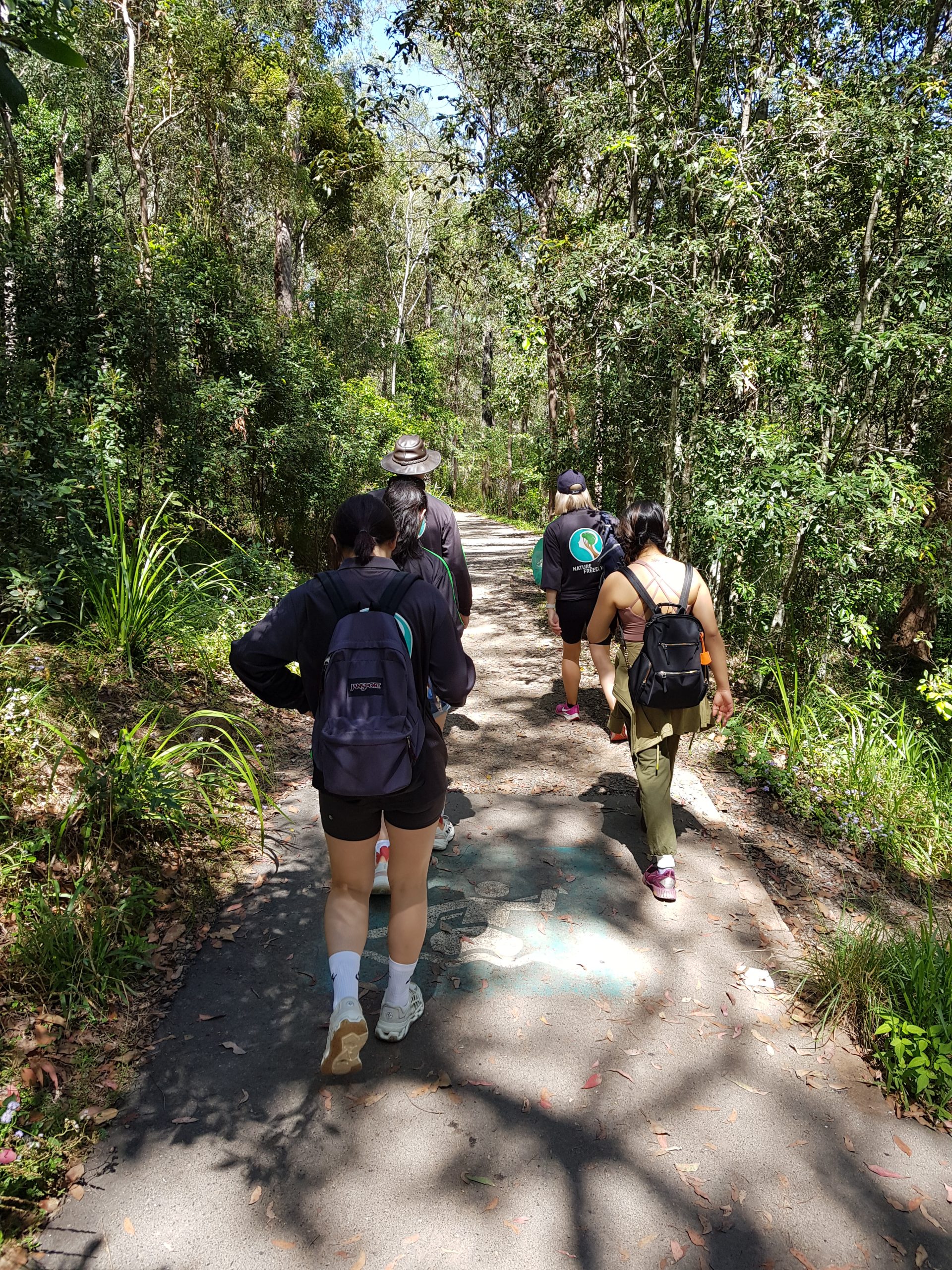 Teens and staff walking on a bushwalking tours with Nature Freedom